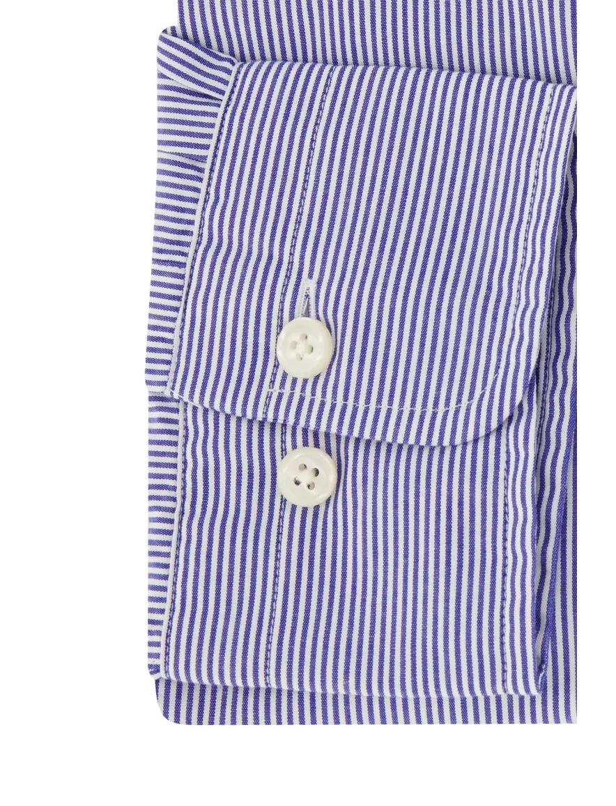Gant Poplin overhemd blauw wit gestreept borstzak