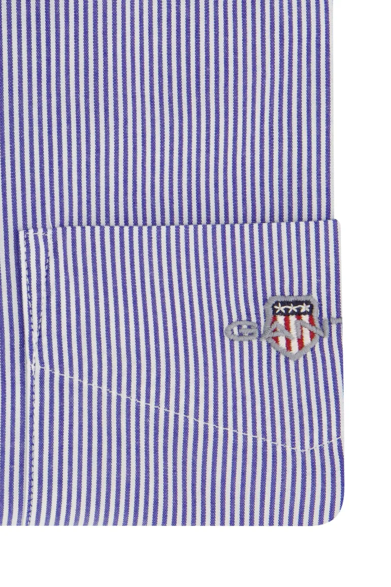 Gant Poplin overhemd blauw wit gestreept borstzak