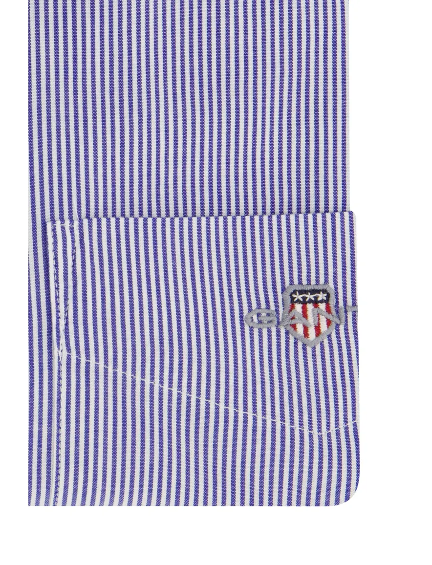 Gant Poplin overhemd blauw wit gestreept borstzak