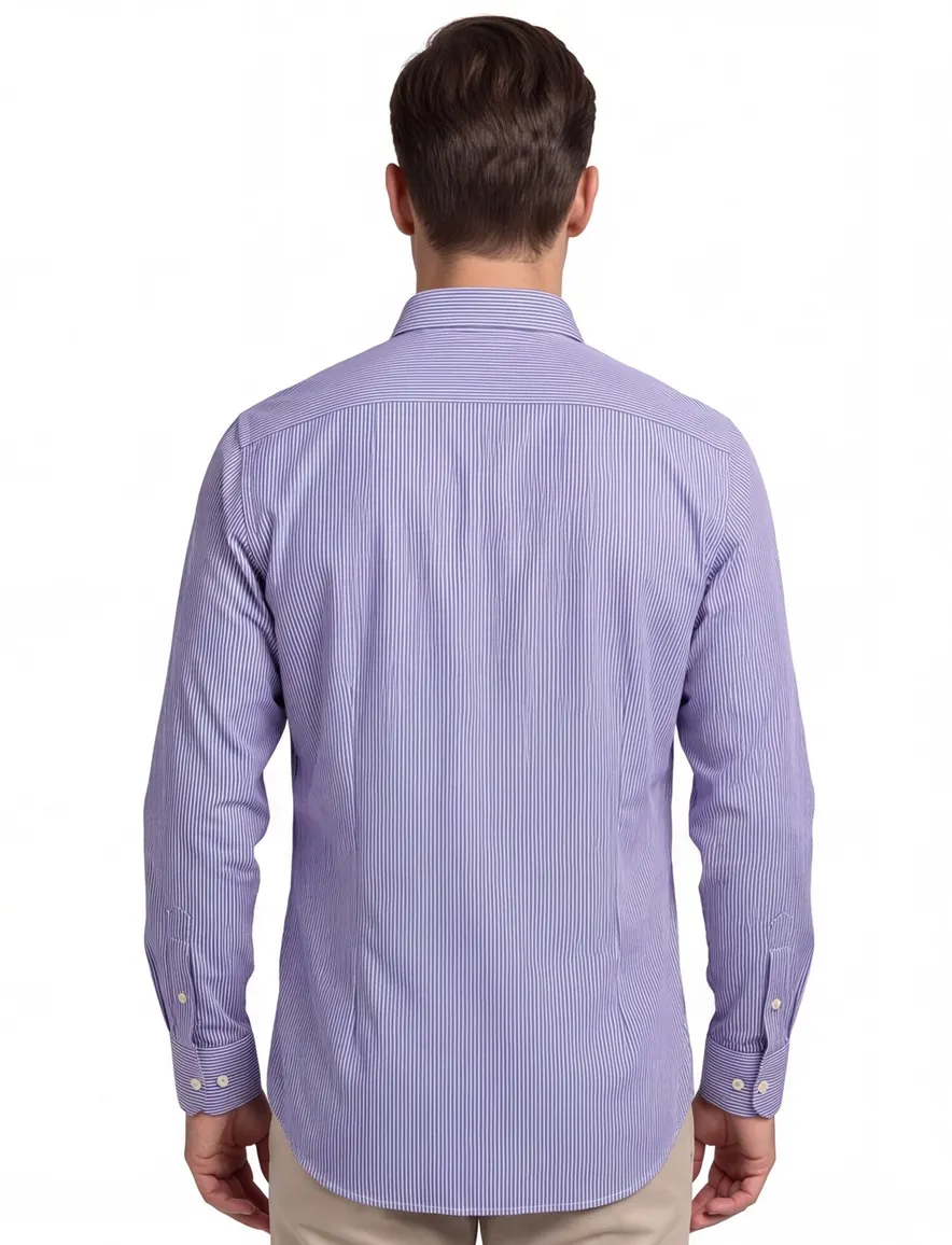 Gant Poplin overhemd blauw wit gestreept borstzak