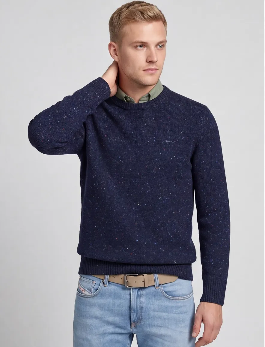 Gant trui donkerblauw ronde hals wol