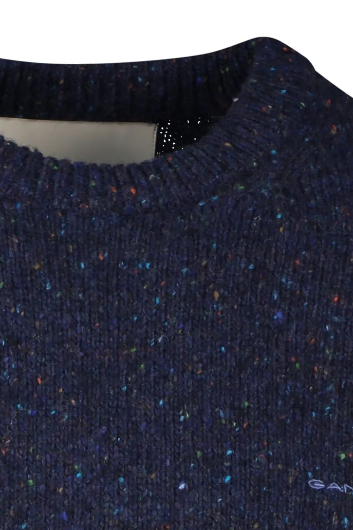 Gant wollen trui ronde hals donkerblauw
