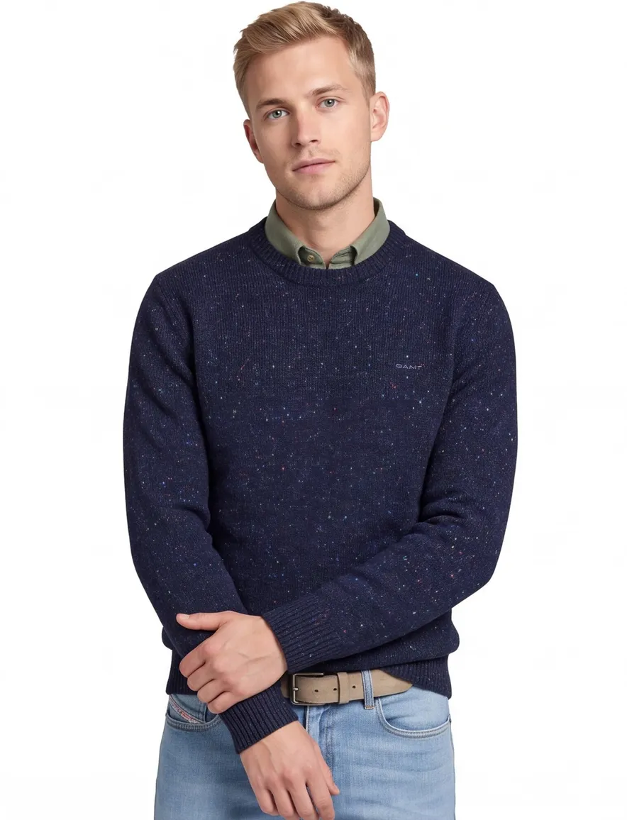 Gant trui donkerblauw ronde hals wol