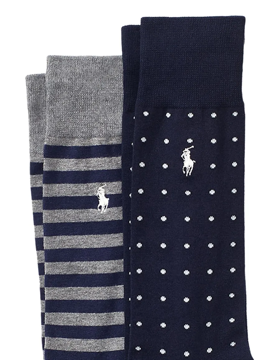 Polo Ralph Lauren sokken donkerblauw geprint 2 paar