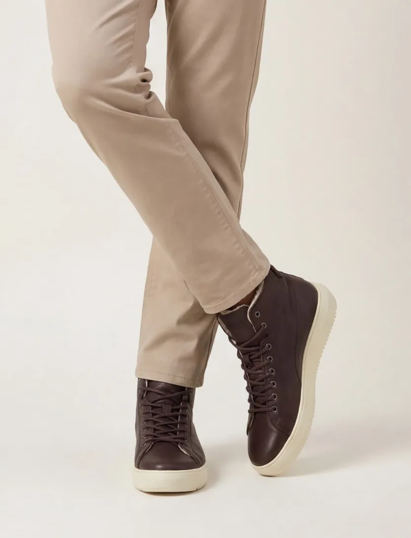 Blackstone hoge schoenen bruin effen leer
