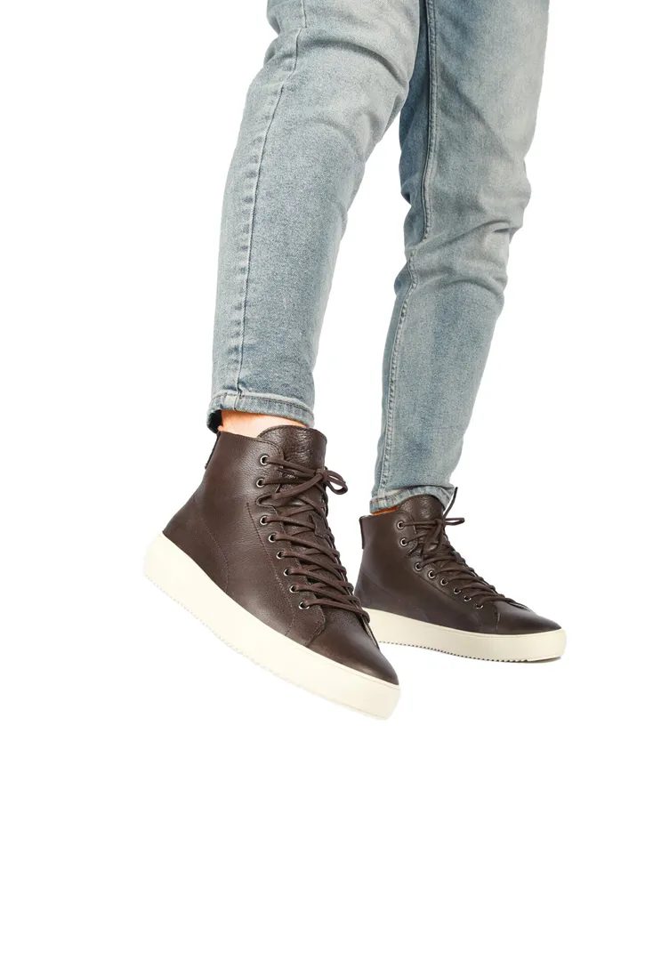 Blackstone hoge schoenen bruin effen leer