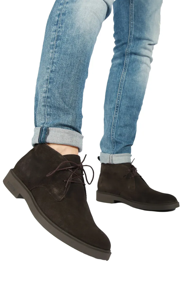 Blackstone sneakers bruin effen leer en rubber