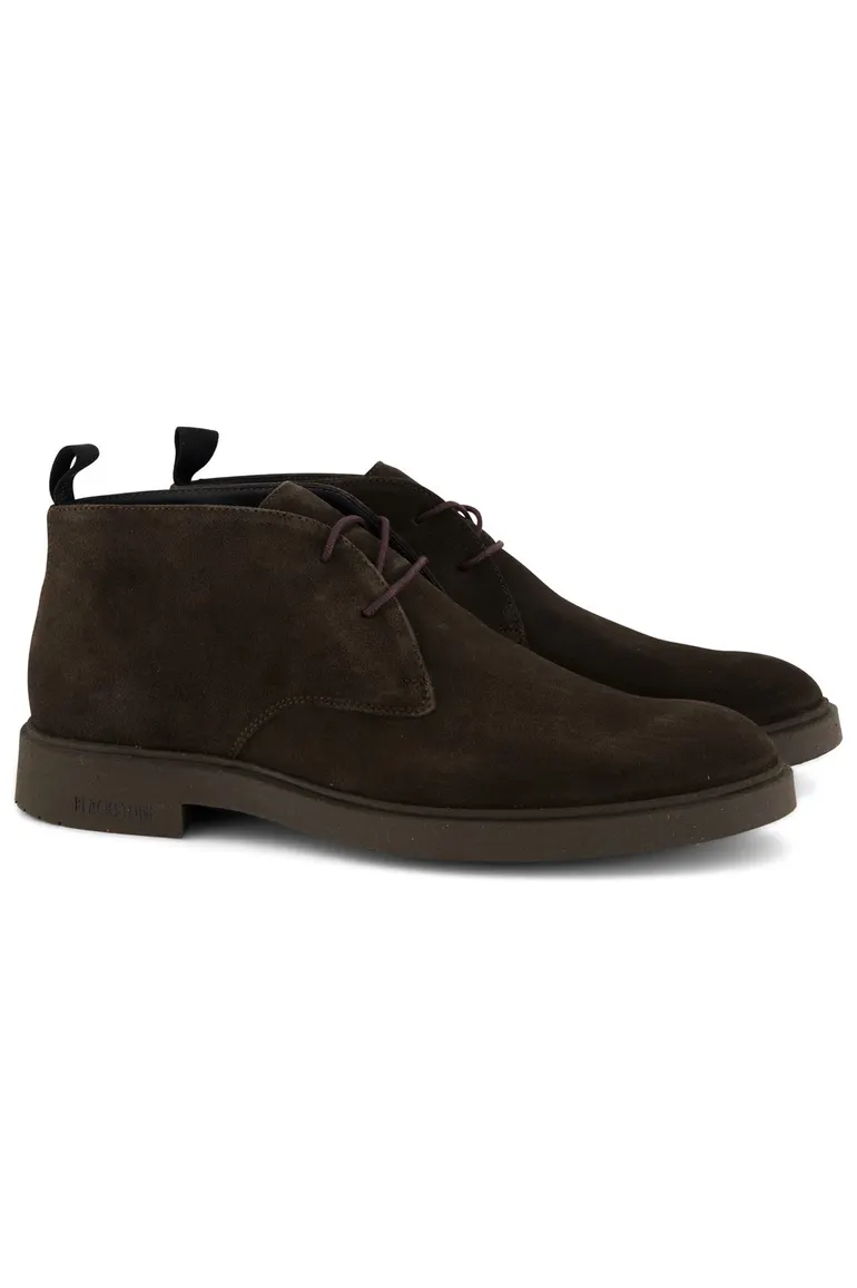 Blackstone sneakers bruin effen leer en rubber