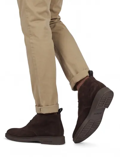 Blackstone Blackstone sneakers bruin effen leer en rubber