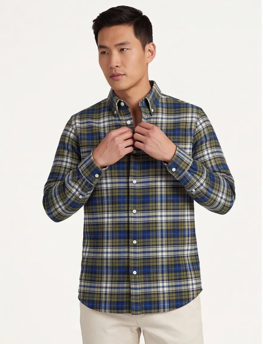 Tommy Hilfiger overhemd blauw groen geruit