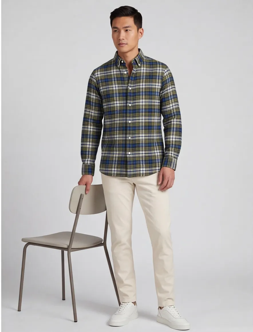 Tommy Hilfiger overhemd blauw groen geruit