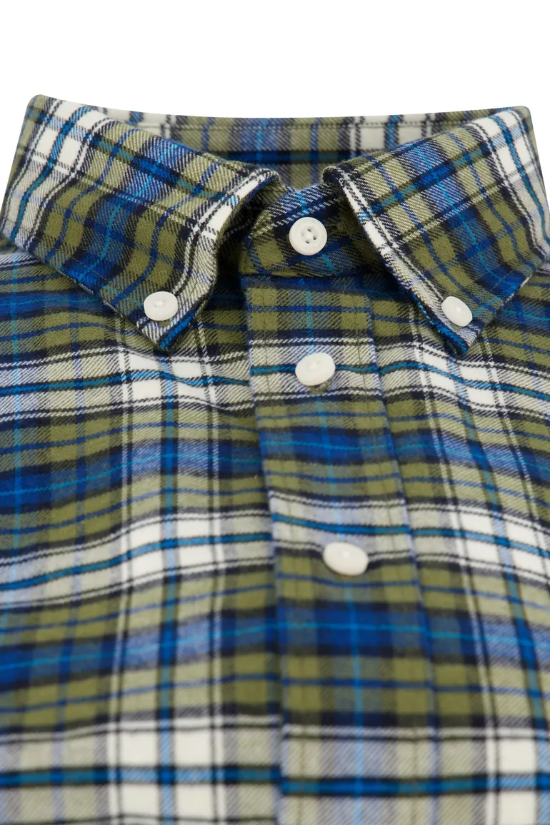 Tommy Hilfiger blauw groen geruit overhemd katoen regular fit