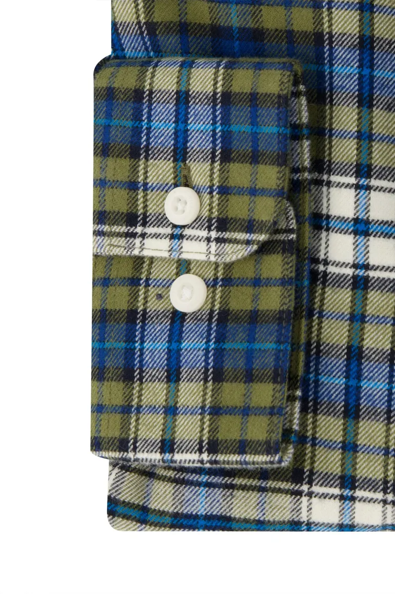 Tommy Hilfiger blauw groen geruit overhemd katoen regular fit