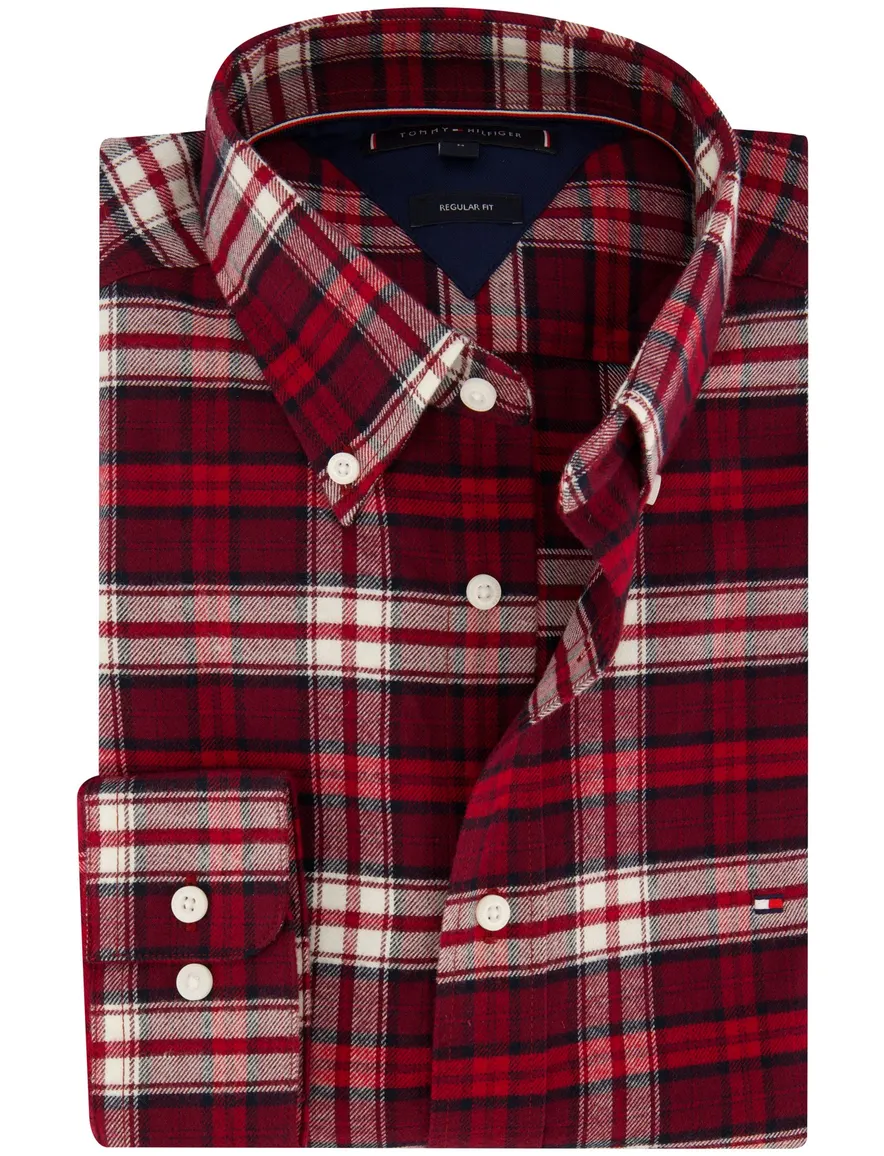 Tommy Hilfiger rood geruite overhemd katoen regular fit
