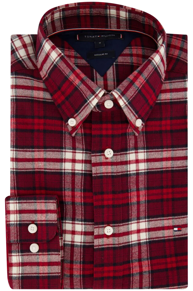 Tommy Hilfiger rood geruite overhemd katoen regular fit