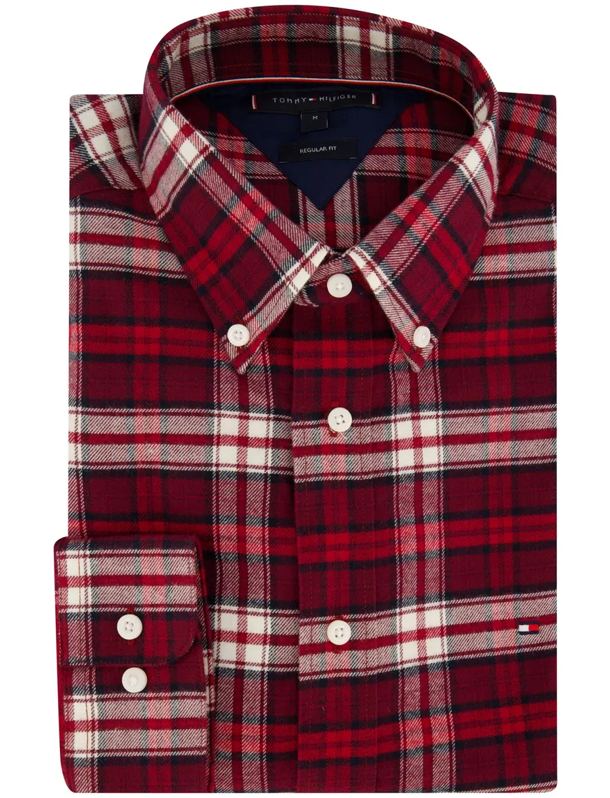 Tommy Hilfiger rood geruite overhemd katoen regular fit