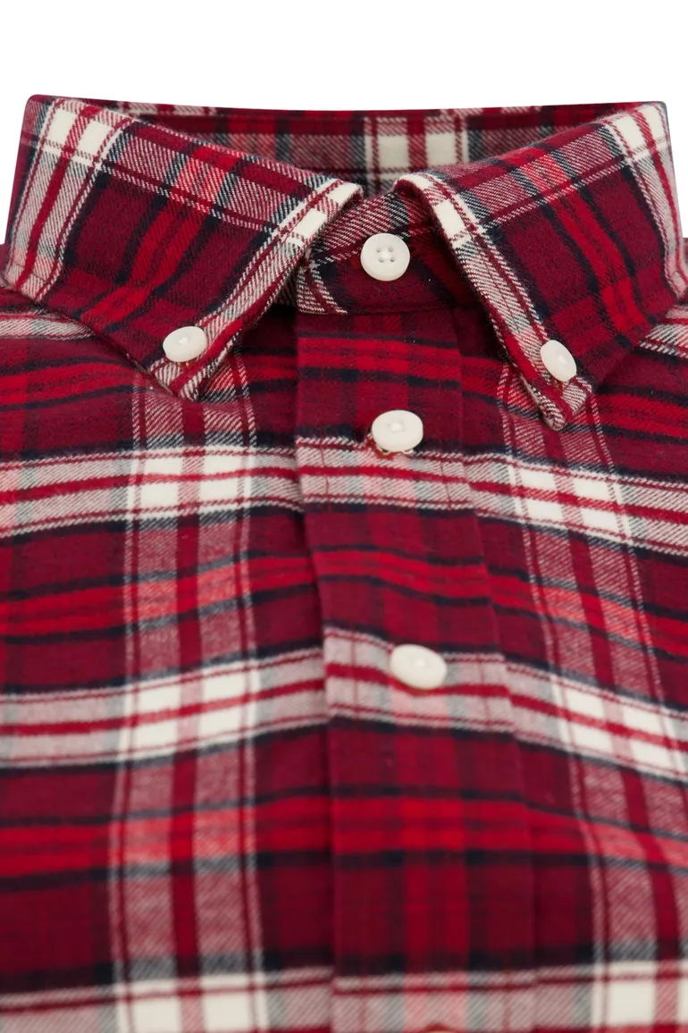 Tommy Hilfiger rood geruite overhemd katoen regular fit