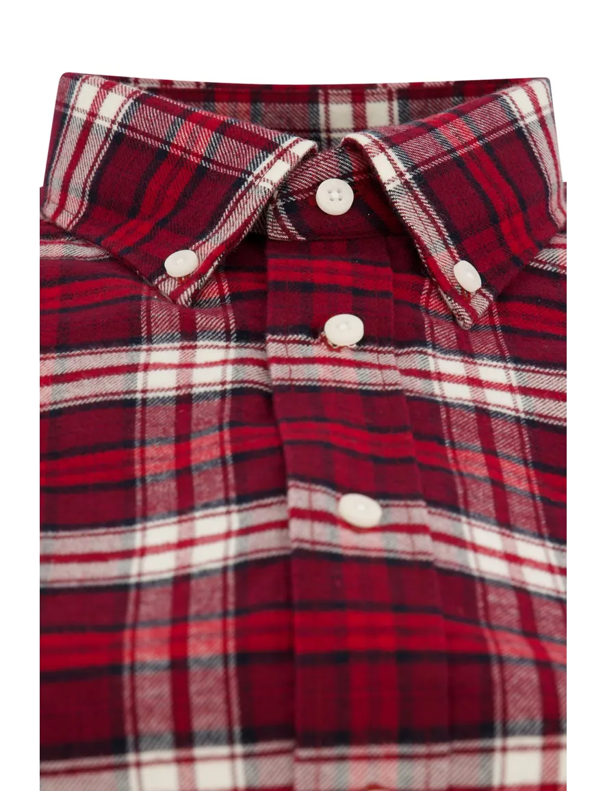 Tommy Hilfiger rood geruite overhemd katoen regular fit