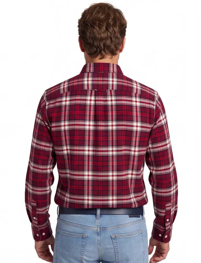 Tommy Hilfiger rood overhemd geruit regular fit katoen