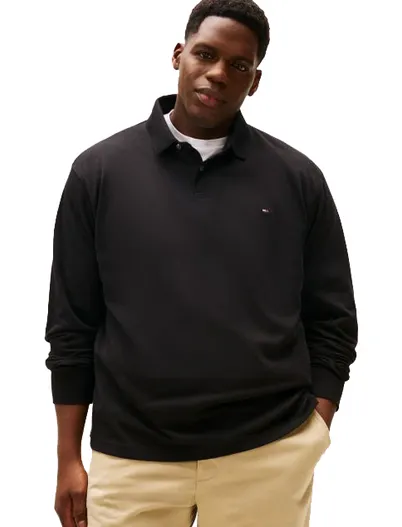 Tommy Hilfiger Tommy Hilfiger Big & Tall poloshirt zwart effen