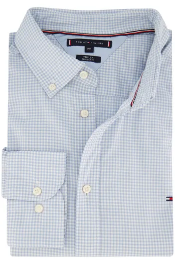 Tommy Hilfiger Tommy Hilfiger overhemd regular fit lichtblauw geruit katoen