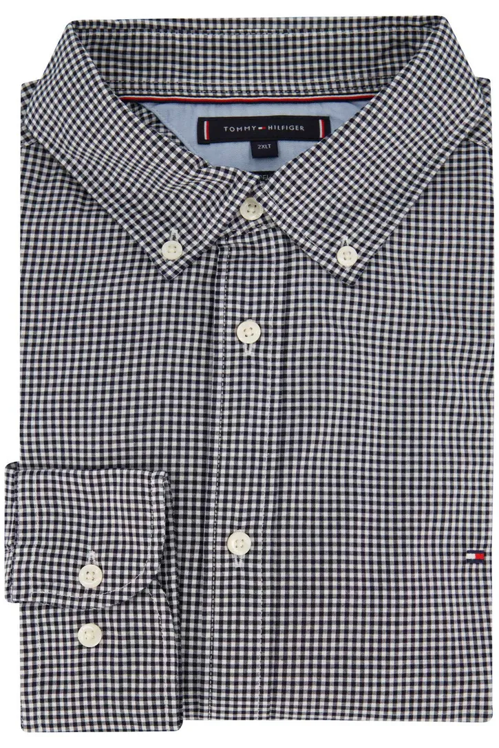 Tommy Hilfiger overhemd katoen regular fit zwart geruit