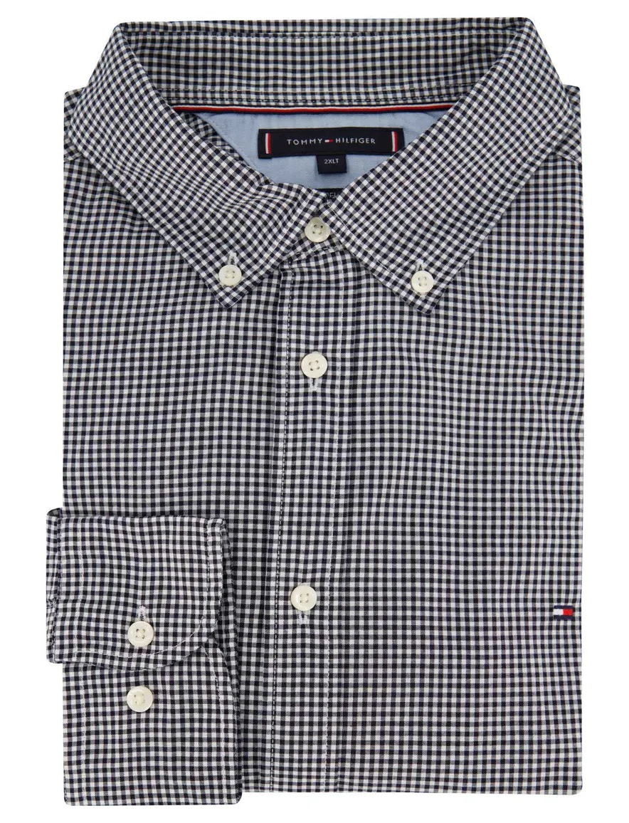 Tommy Hilfiger overhemd zwart geruit regular fit katoen