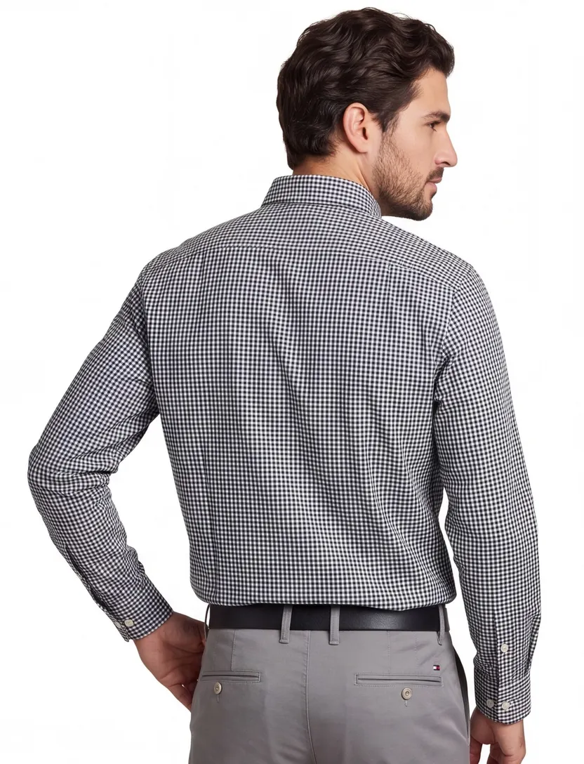Tommy Hilfiger overhemd katoen regular fit zwart geruit