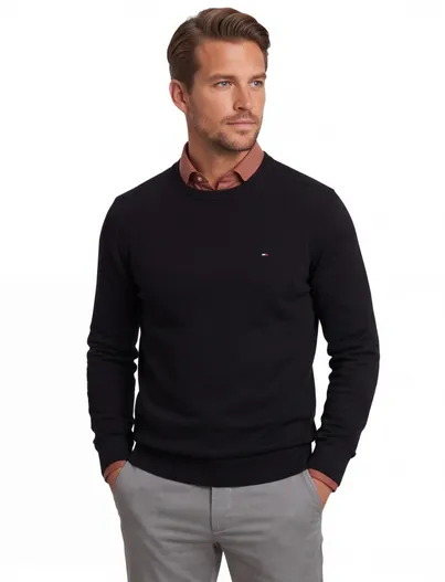Tommy Hilfiger Tommy Hilfiger trui kasjmier zwart big & tall