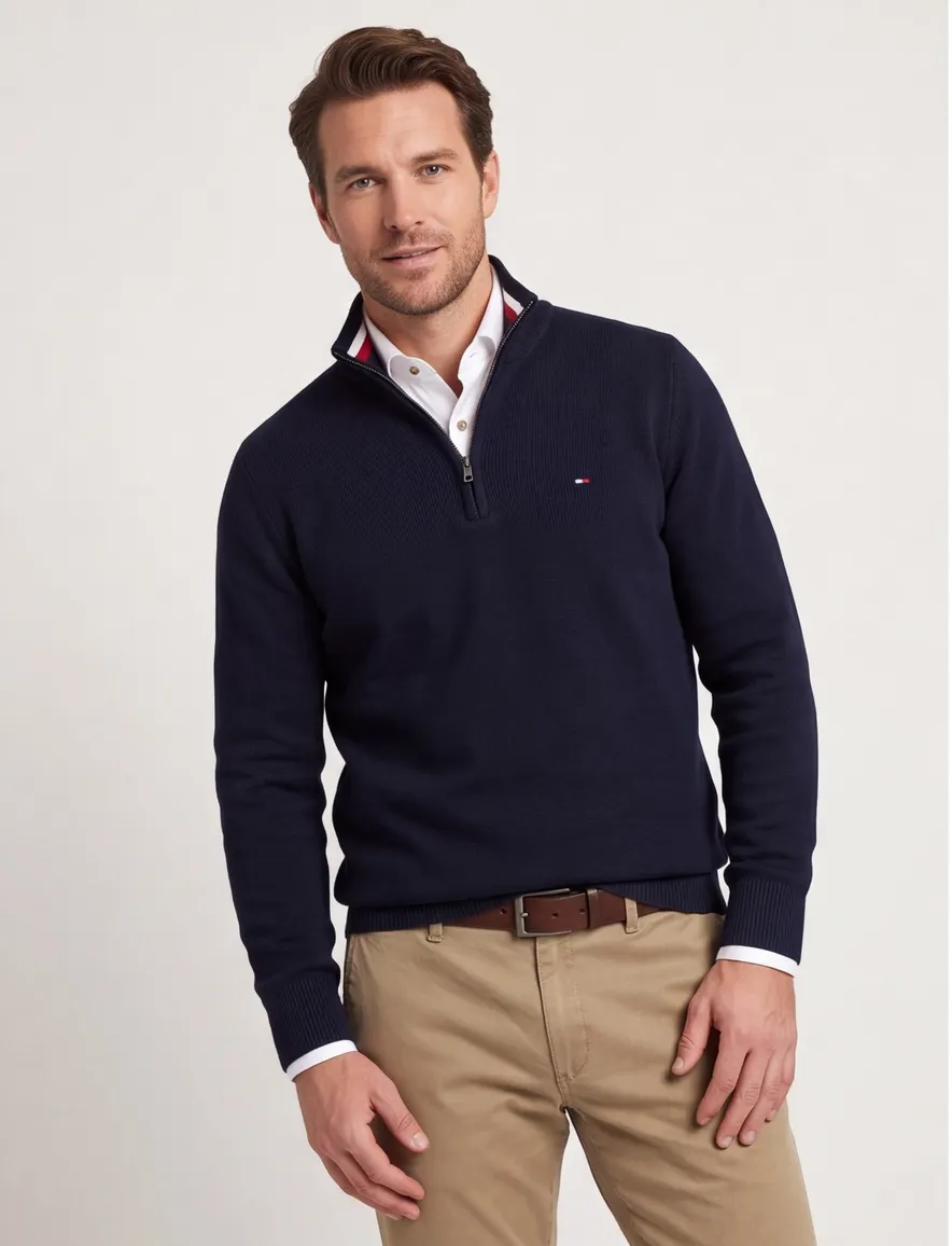 Tommy Hilfiger katoenen trui Big&Tall navy normale fit