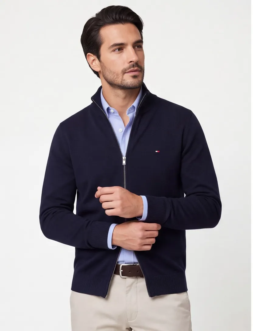 Tommy Hilfiger Big&Tall vest katoen normale fit navy