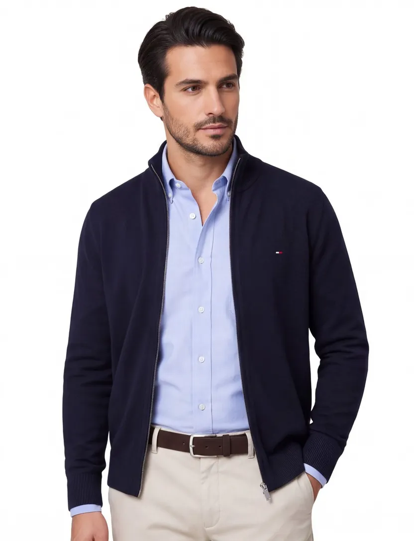 Tommy Hilfiger Big&Tall vest katoen normale fit navy