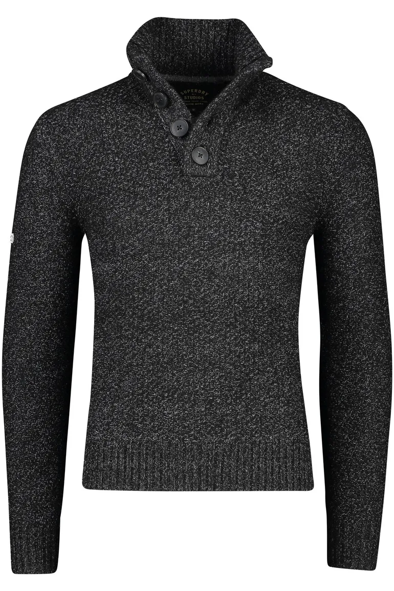 Superdry trui zwart 4-knoops slim fit