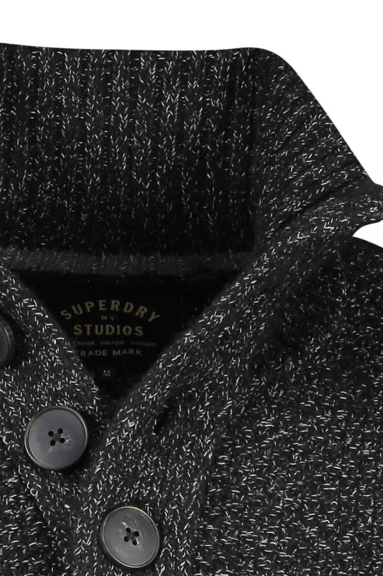 Superdry trui zwart 4-knoops slim fit