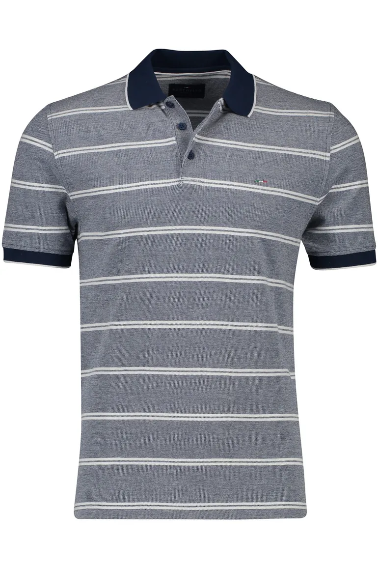 Portofino polo blauw gestreept katoen