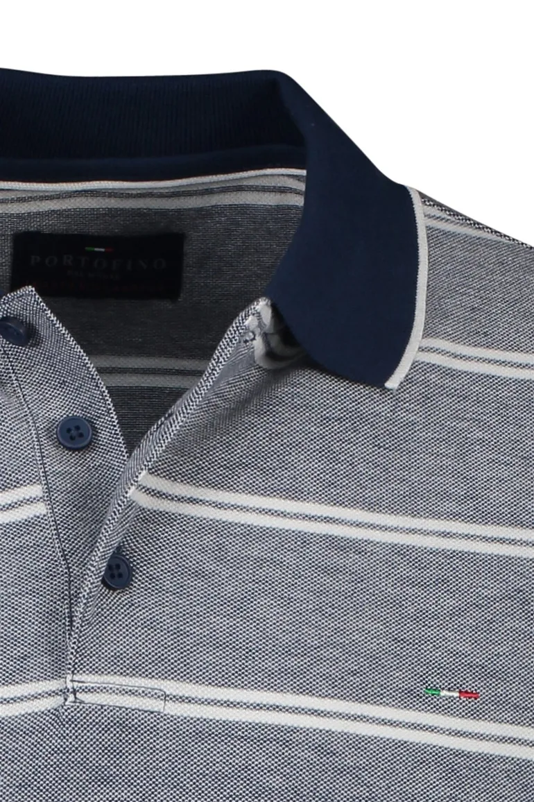 Portofino polo blauw gestreept katoen