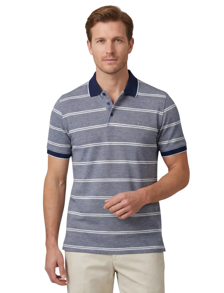 Portofino polo blauw gestreept katoen