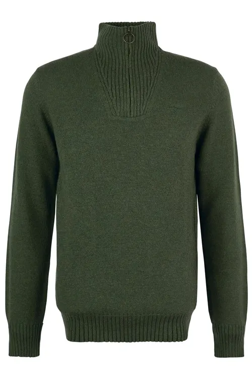 Barbour Essential half zip trui donkergroen gemêleerd