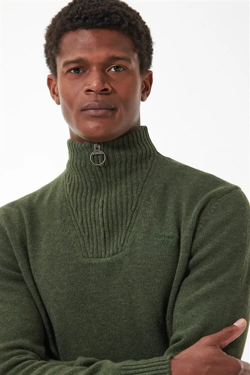 Barbour trui groen opstaande kraag wol