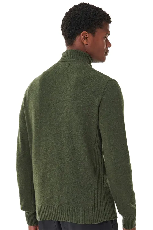 Barbour Essential half zip trui donkergroen gemêleerd