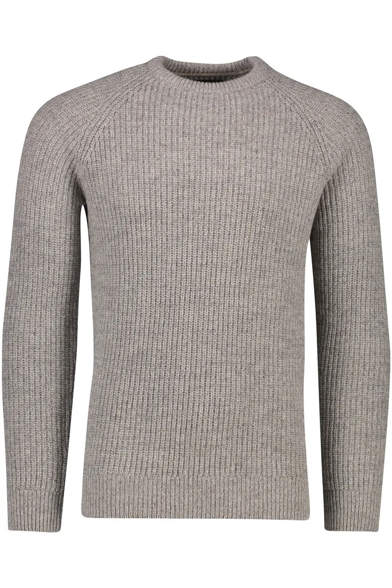 Barbour lamswol trui ronde hals grijs