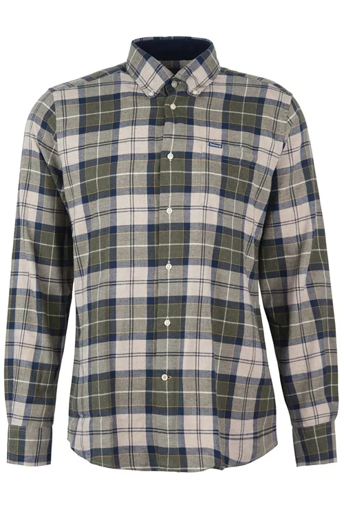 Barbour groene overhemd normale fit katoen
