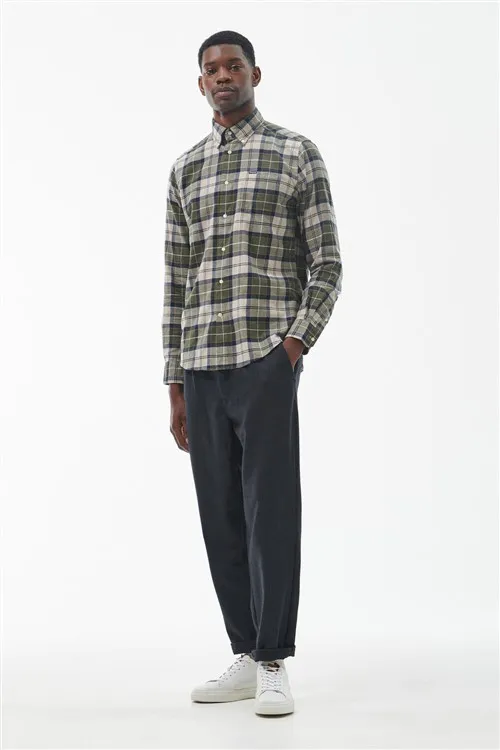 Barbour groene overhemd normale fit katoen