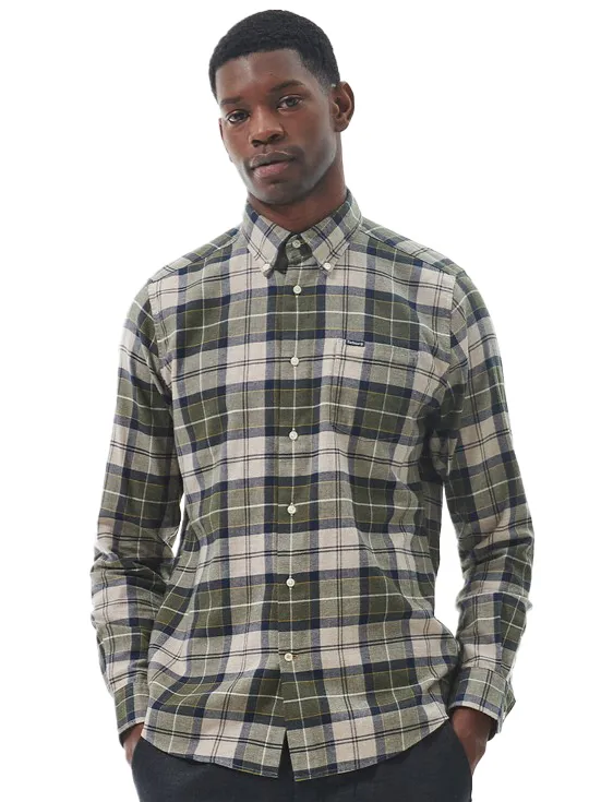 Barbour groene overhemd normale fit katoen