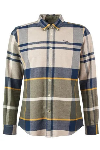 Barbour Barbour Tailored Fit overhemd groen geruit beige blauw