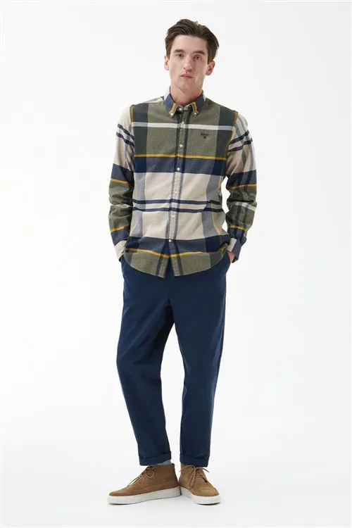 Barbour Tailored Fit overhemd groen geruit beige blauw