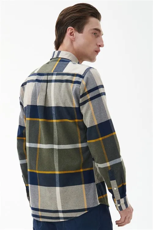 Barbour Tailored Fit overhemd groen geruit beige blauw