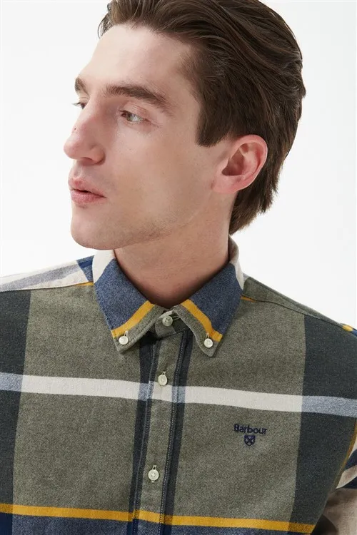 Barbour Tailored Fit overhemd groen geruit beige blauw