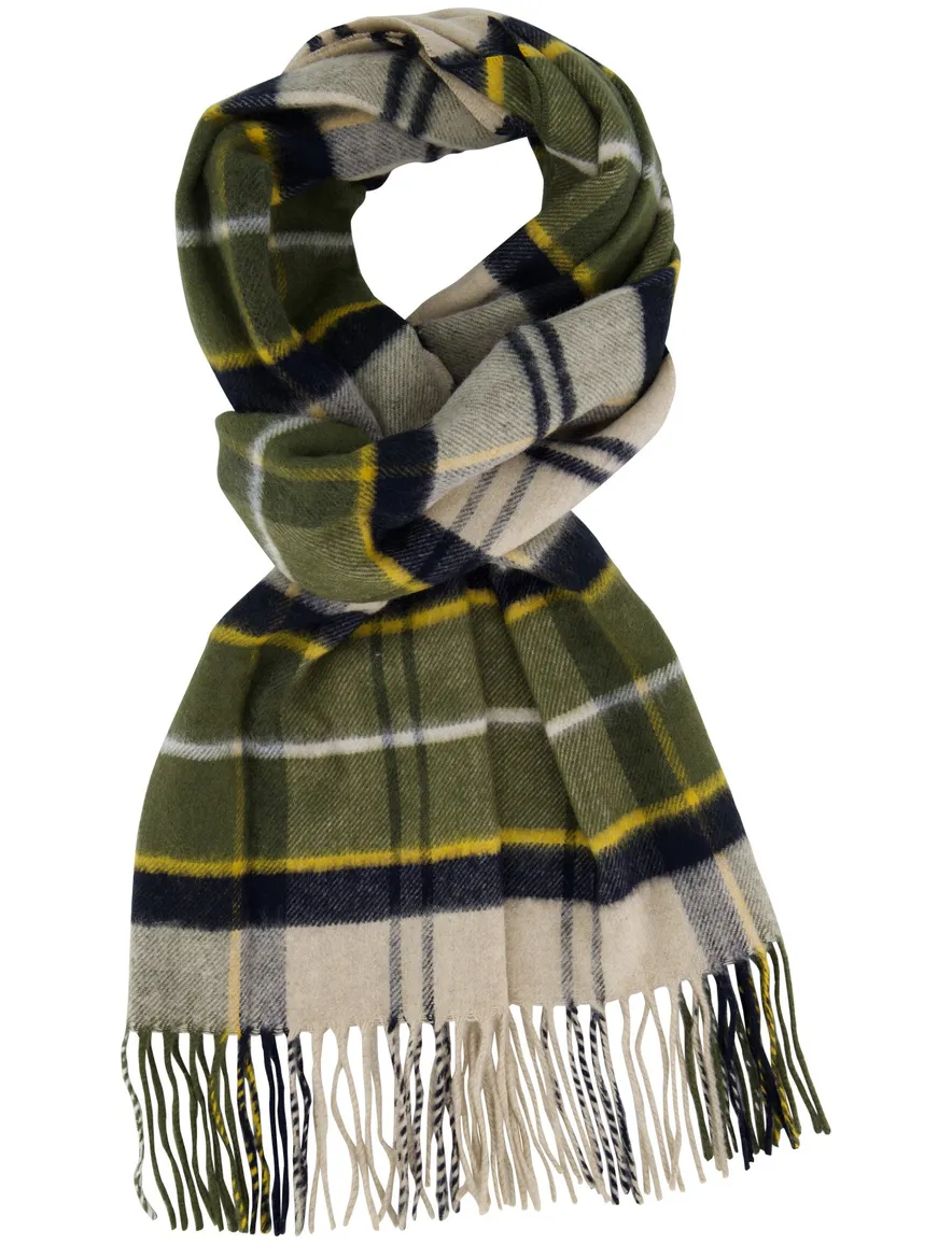 Barbour sjaal groen geruit acryl en wol