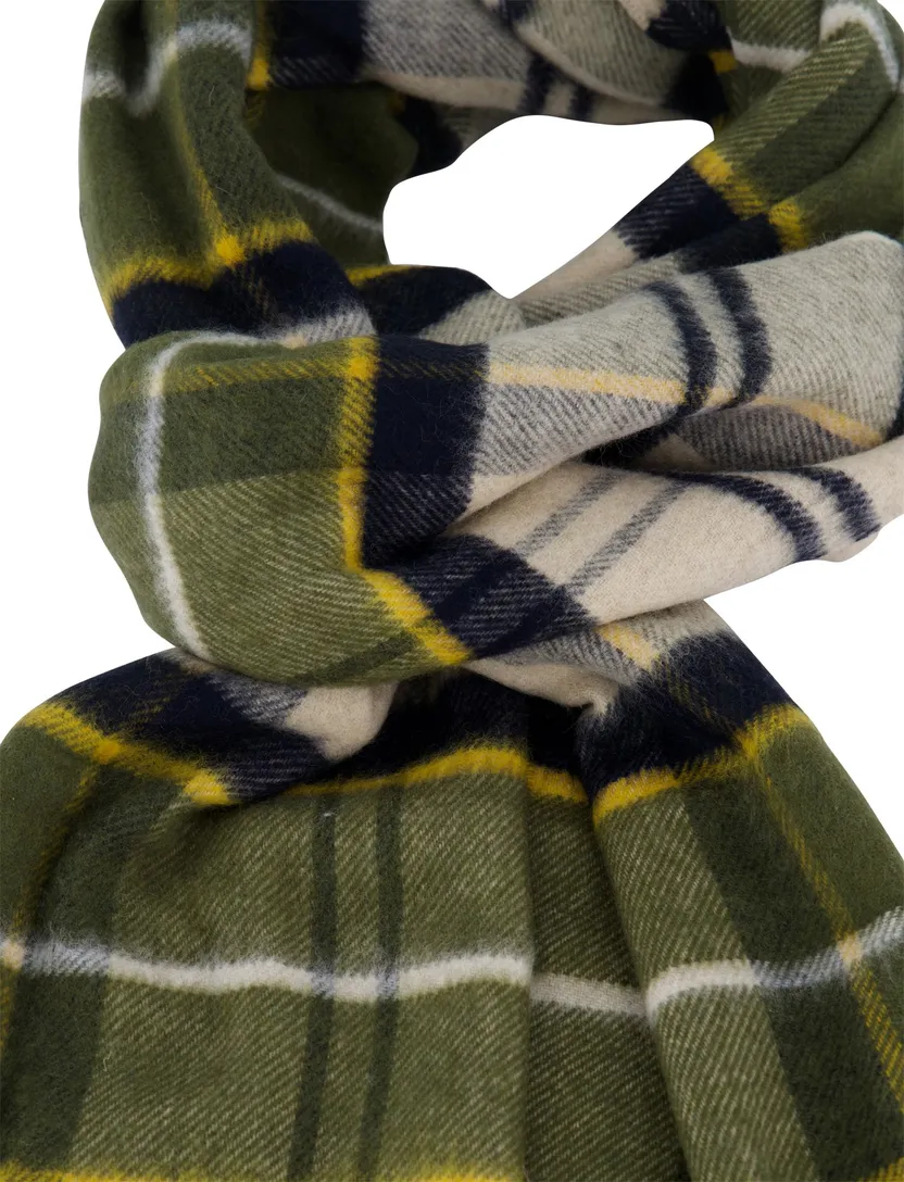 Barbour sjaal groen geruit acryl en wol